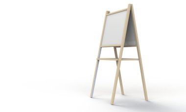 Beyaz tuval üzerine beyaz izole şövale üzerinde