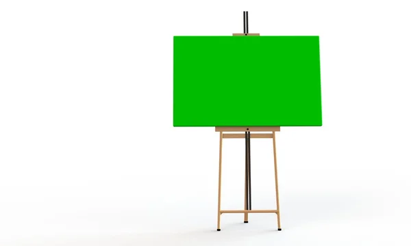 Green canvas on easel isolated on white — Stock Photo, Image