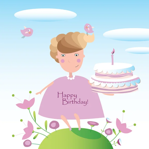 Vector illustratie "happy birthday". kan worden gebruikt als een briefkaart — Stockvector