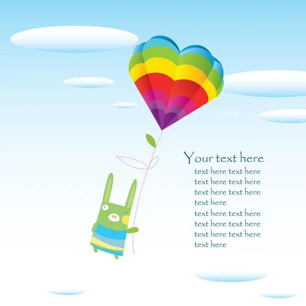 Vector illustration. Rabbit by a balloon. — Stock Vector