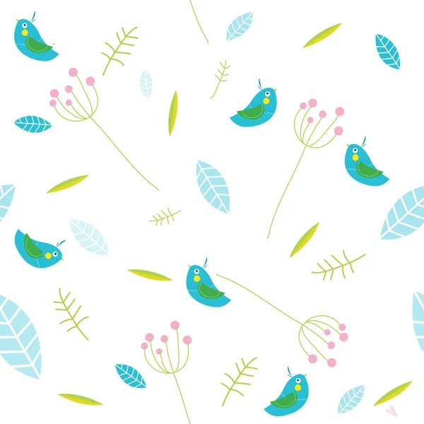 Векторный фон с птицами и листьями — стоковый вектор