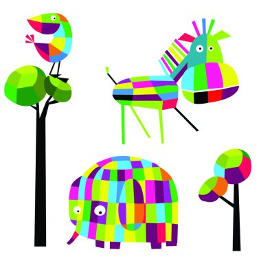 vektör hayvanlarla ayarla