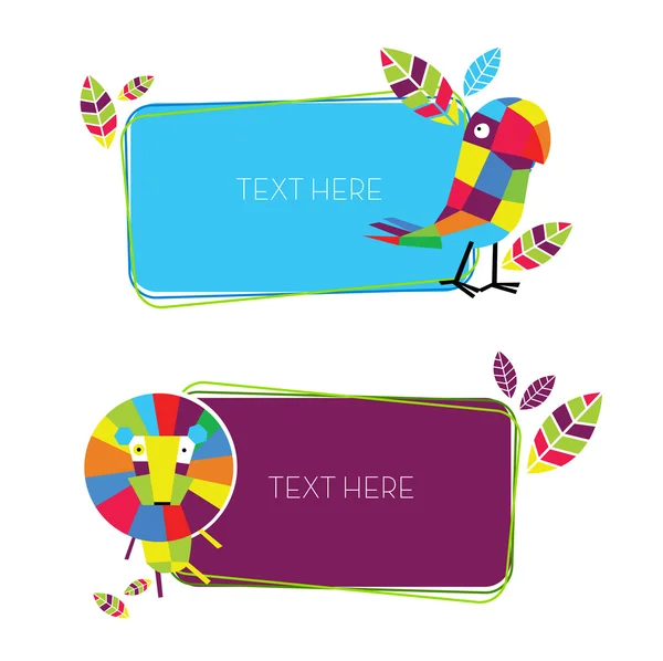 Frame with flowers and animals — Stock Illustration Frame with flowers and animals Vector Graphics