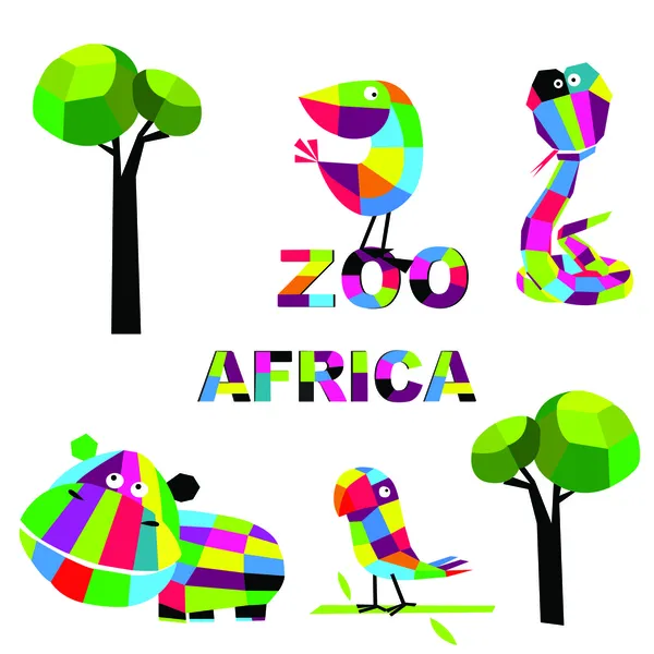 Vector set with animals. Africa. — Stock Vector