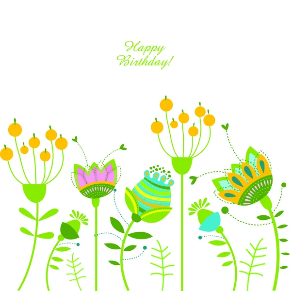 Vector floral illustration. Happy Birthday — Stock Vector