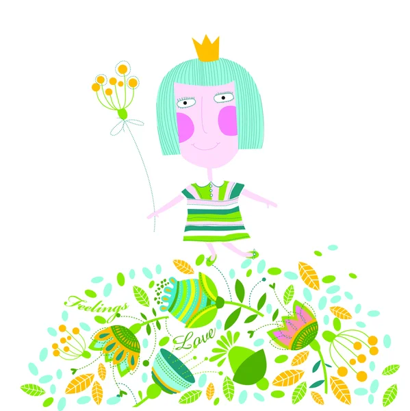 Ilustracja wektorowa dziewczyny w kwiaty — Wektor stockowy