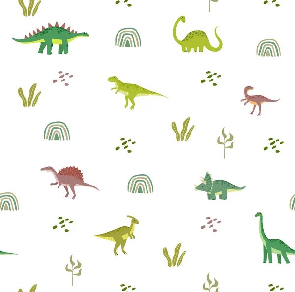 Imprimir Fundo Sem Costura Vetorial Com Dinossauros Parque Jurássico Padrão — Vetor de Stock