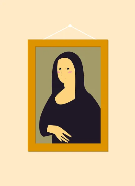 Nyomtatás Mona Lisa Nagyon Egyszerű Stílusban — Stock Vector