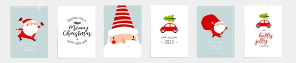 Impresión Set Vectorial Ilustraciones Navideñas Santa Claus Con Regalos Vacaciones — Archivo Imágenes Vectoriales