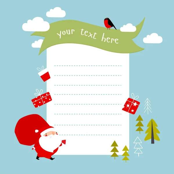 Une Empreinte Carte Vectorielle Avec Père Noël Place Pour Texte — Image vectorielle