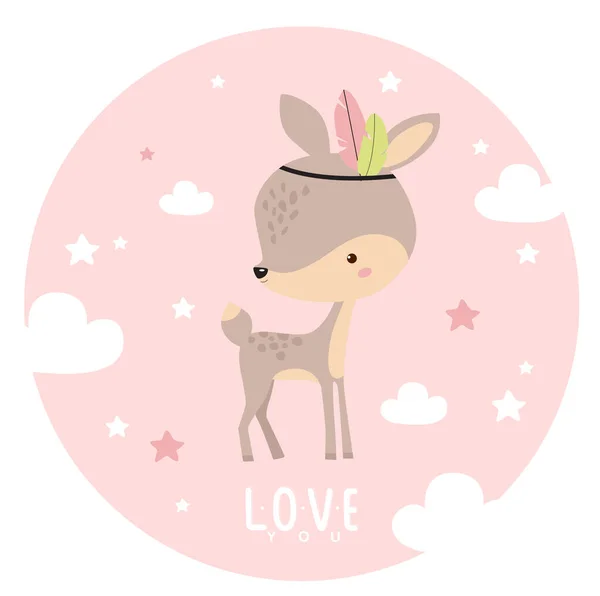 Print Children Illustration Little Deer Baby Rug Cartoon Deer — Διανυσματικό Αρχείο