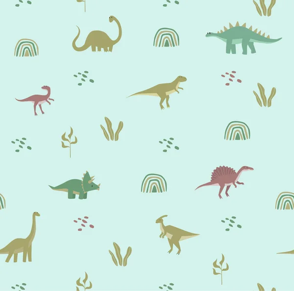 Impresión Fondo Sin Costuras Vectorial Con Dinosaurios Parque Jurásico Patrón — Vector de stock