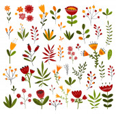 Картина, постер, плакат, фотообои "print. big set of plants. flowers set. flowers, bushes, branches, leaves. botanical stickers", артикул 574704354
