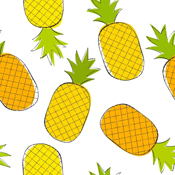 Print Bright Vector Pattern Pineapples Summer Background Pineapples Fabric Paper — Stock Vector