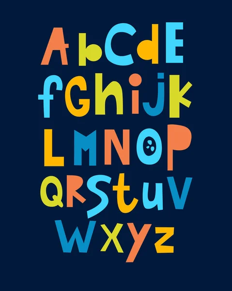 Печать Яркий Постер Английского Алфавита Векторный Алфавит Детей Дошкольное Образование — стоковый вектор