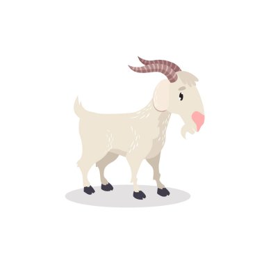Print. Vector cartoon goat. Funny goat. Pet. Farm animal.
