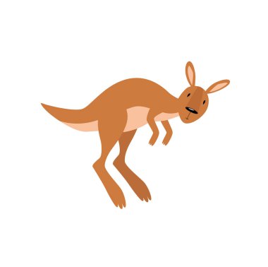 Print. Vector cartoon kangaroo. Australia. Wild animal. kangaroo jumping