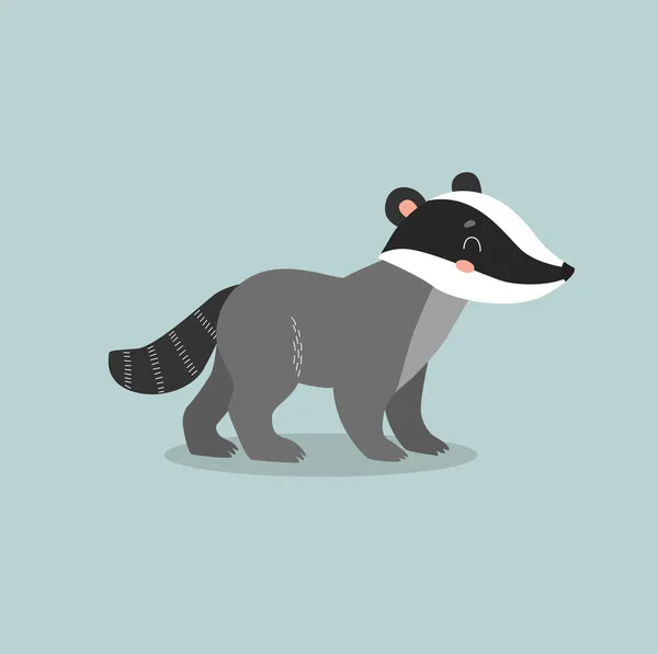 Print Vector Cartoon Badger Forest Animal Cute Badger — Vector de stock