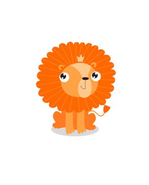 Print. Cute vector lion. Little cartoon lion. African animal. Wild animal. Cartoon character. King of beasts.