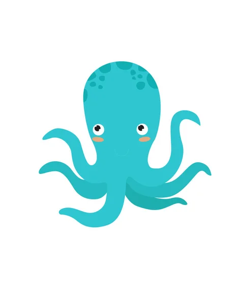 Print Cute Vector Octopus Funny Cartoon Octopus Sea Animal Cartoon — Vector de stock