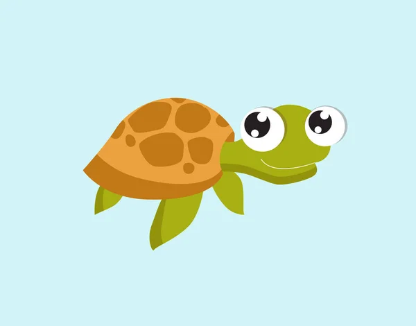 Print Cute Vector Turtle Funny Cartoon Turtle Sea Animal Cartoon — Stockový vektor