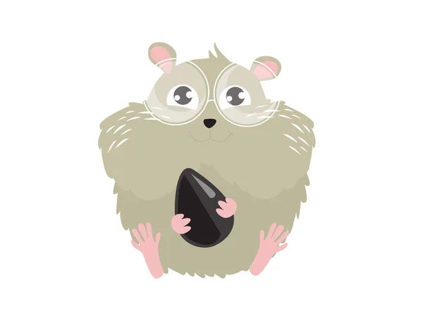 Print Vector Cartoon Hamster Seed Sweet Rodent Cartoon Character Little — Image vectorielle