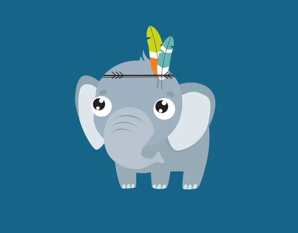 Print Cute Vector Elephant Little Cartoon Elephant African Animal Wild — Vetor de Stock
