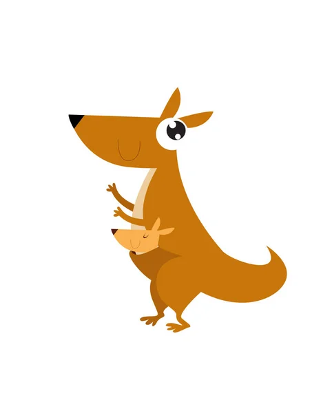 Print Cartoon Kangaroo Vector Cute Kangaroo Australian Animal Cartoon Character — Vector de stock