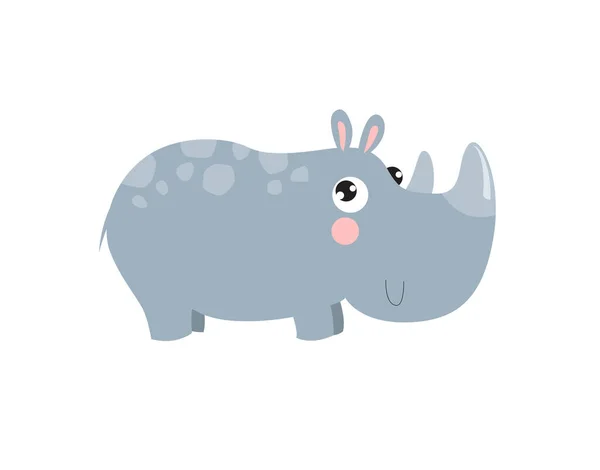 Print Cute Cartoon Rhinoceros African Animal Cartoon Character — Vetor de Stock