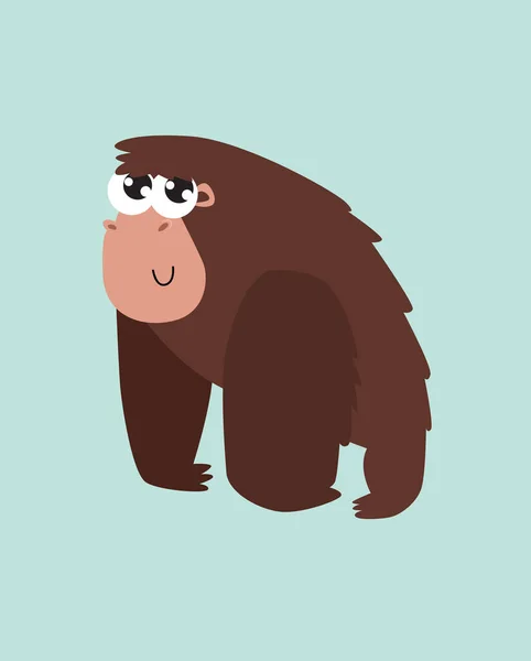 Print Cartoon Gorilla Vector Big Monkey African Animal Cartoon Character — 图库矢量图片