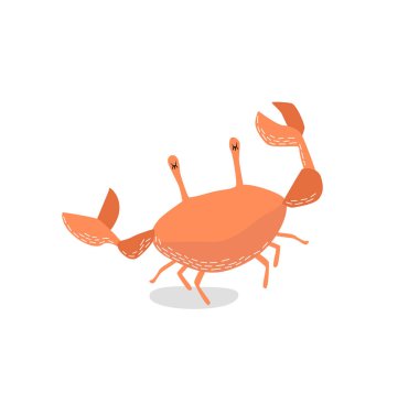 Yazdır. Sevimli yengeç. Deniz hayvanı. Küçük sevimli yengeç. Komik çizgi film karakteri.