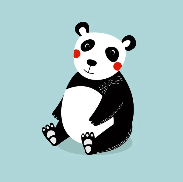 Drucken Niedlicher Vektor Panda Asiatisches Tier Der Panda Sitzt Lustige — Stockvektor