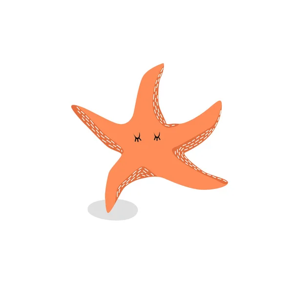 Print Cute Starfish Sea Animal Cheerful Cute Starfish Funny Cartoon — Stock Vector