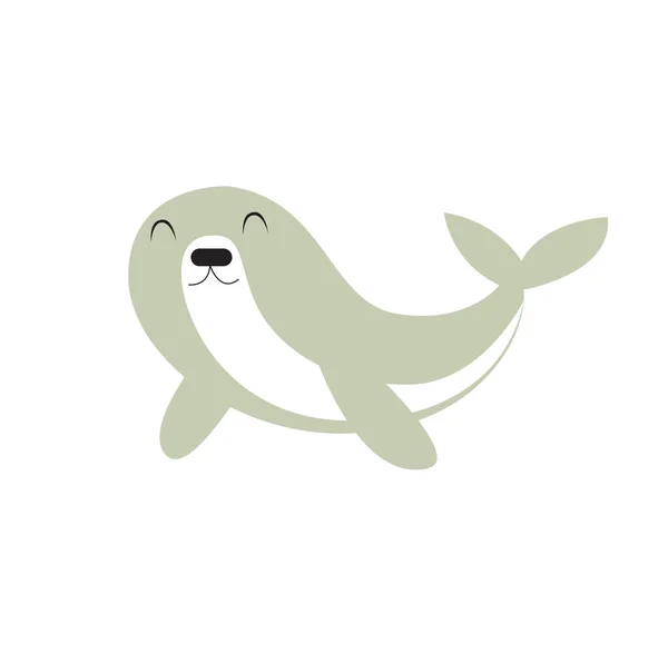 Tisk Roztomilá Pečeť Mořské Zvíře Vtipný Kreslený Tuleň Kreslená Postava — Stockový vektor