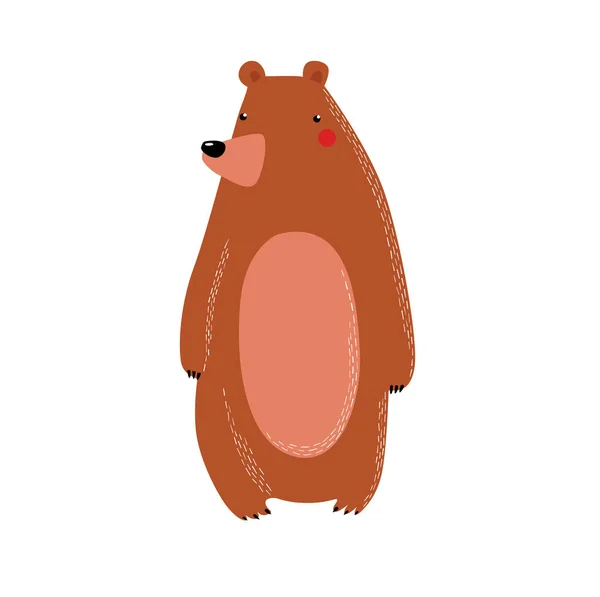 Impresión Lindo Oso Vector Animal Salvaje Del Bosque Gris Gracioso — Vector de stock