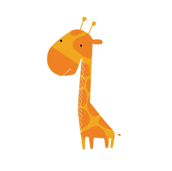 Tisk Roztomilá Žirafa Africké Zvíře Legrační Kreslená Žirafa Charakter Kresleného — Stockový vektor
