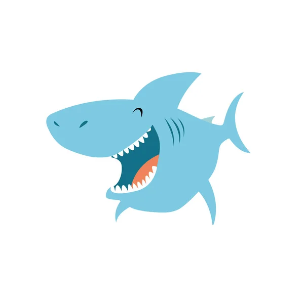Roztomilý Vektorový Žralok Mořské Zvíře Legrační Kreslený Žralok Kreslená Postava — Stockový vektor