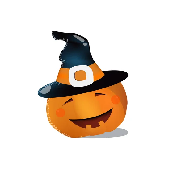 Une Empreinte Citrouille Vectorielle Dans Chapeau Sorcière Costume Halloween Coiffe — Image vectorielle