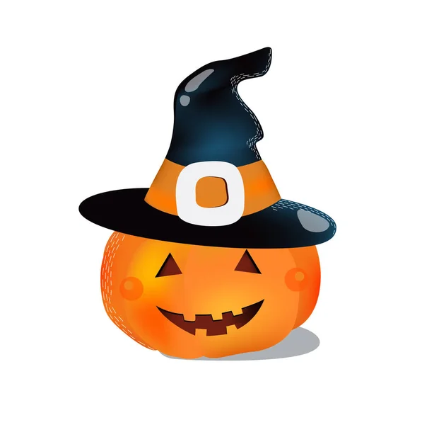 Une Empreinte Citrouille Vectorielle Dans Chapeau Sorcière Costume Halloween Coiffe — Image vectorielle