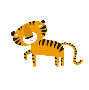 Yazdır. Tatlı kaplan. Afrika hayvanı. Sevimli vahşi hayvan. Çizgi film kaplanı. çizgi film karakteri