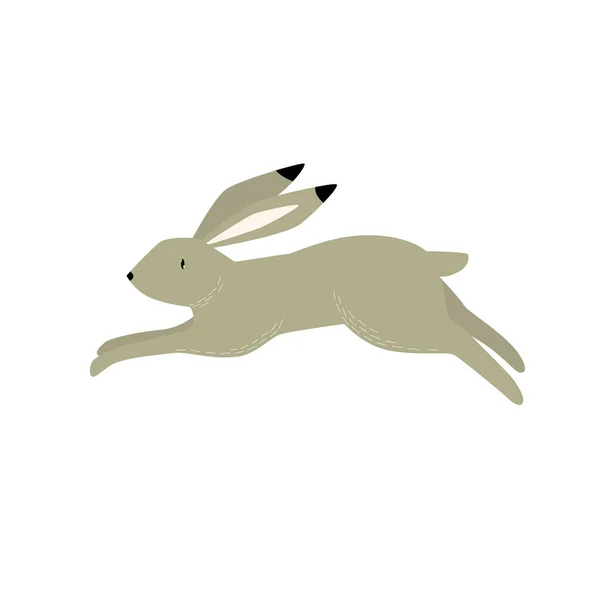 Yazdır Çizgi Film Tavşanı Asgari Illüstrasyon Amblem Simge Orman Hayvanı — Stok Vektör