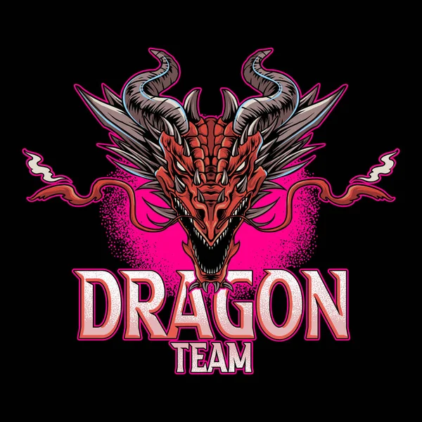 スポーツチームやゲーマーコミュニティのロゴやデザインTシャツアートワークとしてのドラゴンヘッド — ストックベクタ