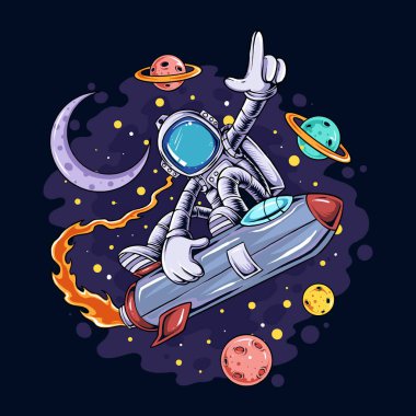 Uzaydaki klasik karikatür astronotu