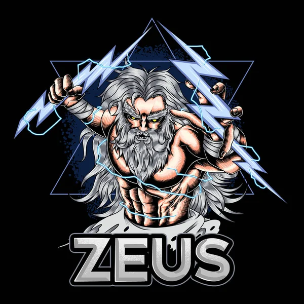 ゼウスはEスポーツゲームのロゴとして雷をもたらします — ストックベクタ