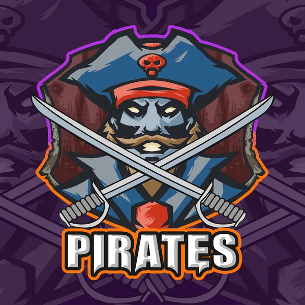 チームゲームやスポーツのための海賊ロゴ — ストックベクタ