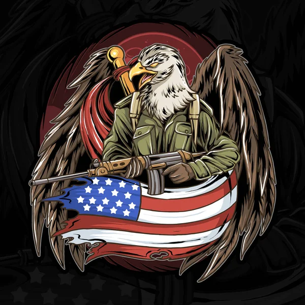 United States Veterans Day Eagles Carry Guns — Stockvektor