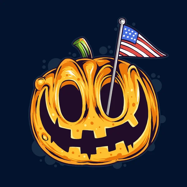 Tema Halloween Labu Dan Konsep Labu Pierced Bendera Amerika Serikat Stok Ilustrasi 