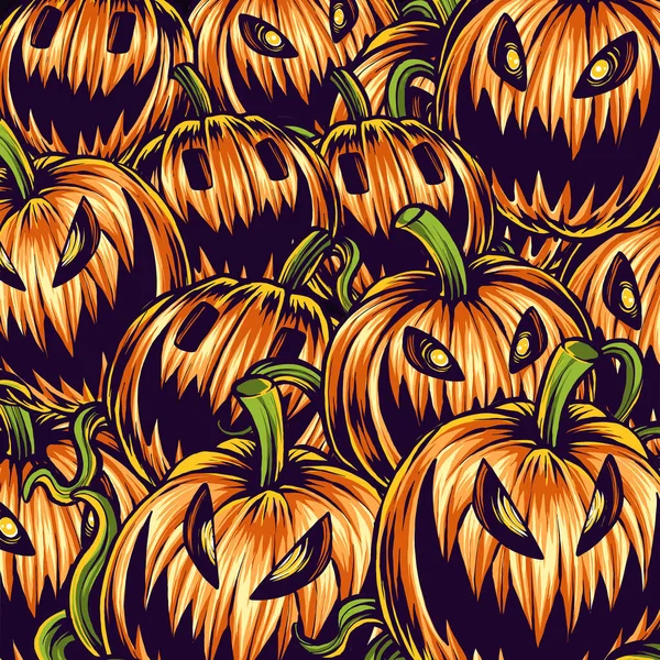 Tema Halloween Labu Dan Konsep Latar Belakang Grafik Vektor