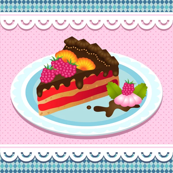 Pastel dulce con chocolate — Vector de stock