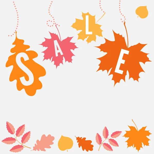 Hanging vector sale with autumn leaves — Stock Vector